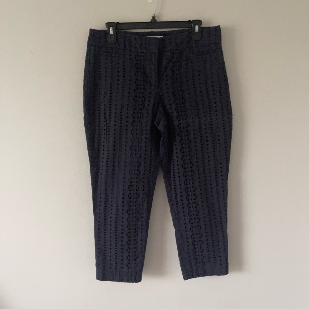 Loft navy blue laser cut Marisa pants
